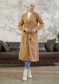 Resim Esre Store Kemerli Tesettür Kaban Camel 