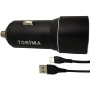 Resim Torima 2 Çıkış Max. 2.4 Amp. Mini Araç Şarj Aleti - Type c Usb Kablo 