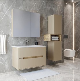 Resim TETA HOME Madrid 65 Cm Mdf Banyo Dolabı Seti Ve Boy Dolabı 