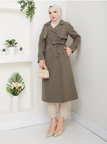 Resim Vibeys Collection Kadın Kuşaklı Ve Fermuar Detaylı Trençkot 