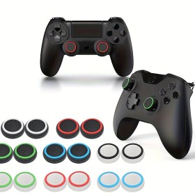 Resim Oyun Kontrolörleri için Çift Renkli Silikon Kapaklar: Joystick ve Düğmeler için Silikon Üstleri ile Oyun Deneyiminizi Geliştirin 