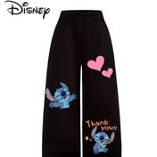 Resim Disney Stitch Desenli, Y2K Düz Paça Bol Kesim Örgü Pantolon Kız ve Erkek Çocuklar İçin, Moda Elastik Bel Cebi Olmayan Tasarım, Rahat Kumaş, Okula Dönüş Uzun Pantolon, Tatil Sokak Giyimi, Mükemmel Hediye, Disney Çocuk Kıyafeti, Seyahat ve Dış Mekan Kullanımı İçin İdeal 