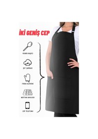 Resim 2 Adet Simple Ayarlanabilir Askılı Mutfak Önlüğü Siyah 