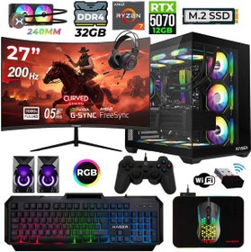 Resim Xaser Helmet X55 R7-5700X 32 GB 1 TB SSD 12 GB RTX5070 27" Dos Masaüstü Bilgisayar 