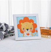 Resim Hfambition Çocuklar İçin 15x15cm Tam Taş Dıy El Sanatı Pano, Özel Şekilli Kristal Taşlar, Çerçeve Hariç Kırmızı - Siyah 
