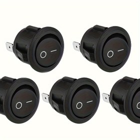 Resim 5 adet Mini Yuvarlak ON-OFF Rocker Anahtarı 12V 2 Pin LED Anahtarlar Araba Tekne Van Gösterge Paneli için Evrensel 