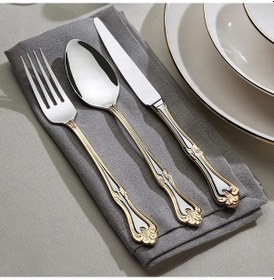 Resim Nehir Lalezar Titanium 72 Parça Sade Altın Karton Kutulu Çatal Kaşık Bıçak Takımı Altın 