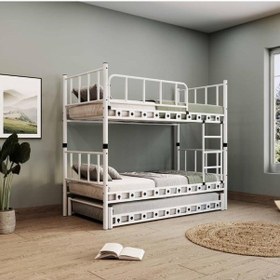 Resim Reyo Zambak Yavrulu Genç Çocuk Odası Metal Ranza Ve Karyola 90x200 90 x 200 CM 