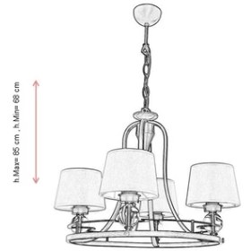 Resim Avonni AV-1597-4ES Eskitme Kaplama Modern Avize E27 Metal Cam H: 85 cm, Ø: 52 cm 