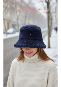 Resim Kadın Peluş Bucket Lacivert Renk Şapka Lacivert 