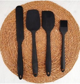 Resim 4 Parça Büyük Boy Silikon Yumurta Fırçası Kaşık Bıçak Spatula Seti Isıya Dayanıklı 