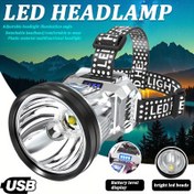 Resim 1 adet LED Yüksek Işık Açısı Ayarlanabilir Far, Pil Seviyesi Göstergeli - USB Şarj Edilebilir Baş Lambası, Parlak LED Boncuklar, Çoklu Aydınlatma Modu Giysi Feneri, Çıkarılabilir Bandana, Rahat Kullanım, Balık Tutma, Toplanma, Yürüyüş için En İyi Seçim 