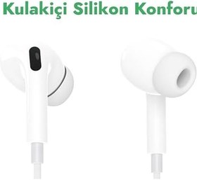 Resim Silikonlu Mikrofonlu Kablolu Lightning Kulaklık - (Bluetooth Connect) 