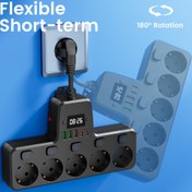 Resim 11’i 1 Arada AB Fişli Kısa Uzatmalı Şerit Priz: Aşırı Yük ve Dalgalanma Korumalı, 5 AC Çıkış, 1 Saati Gösteren Ekran, 3 USB Portu ve 2 Type-C Portu ile Ofisler, Evler, Okullar ve Diğer İhtiyaçlar için, Şık Priz Şeridi,Çok Fonksiyonlu Fiş,Yüksek kaliteli fiş,Güvenilir Priz Şeridi,Çoklu Port Şarj 