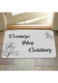 Resim Hoş Geldiniz Yazılır Coco Görünümlü Dekoratif Dış Kapı Önü Ve Iç Mekan Paspası Metalik 