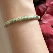 Resim Mineli Yeşil Çiçek Kelepçe Bileklik 