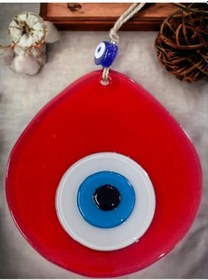 Resim Orta Boy Şeffaf Kırmızı Damla Desen Nazar Boncuklu Duvar Dekoru 