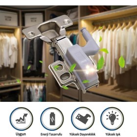 Resim Fırsat Geldi Gardrop Mutfak Dolap Içi Sensörlü Beyaz LED Işık Aydınlatma 2li Menteşe Üstü Enerji Tasarruf Lamba 