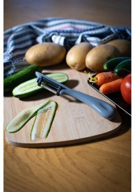 Resim Solingen Simli Gümüş Dikey Soyacak Paslanmaz Alman Çeliği, Ergonomik Sap, Çift Yönlü Kesici Ağız-193 Gümüş 