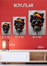 Resim Fire Skull - Yanan Kurukafa - Metal Tablo 