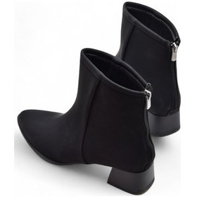 Resim 65s Günlük Arkadan Fermuarlı Kadın Topuklu Bot Ayakkabı Siyah Klasik Topuk Bot Zümrüt Siyah Siyah 