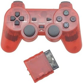Resim Şeffaf Kırmızı Kablosuz Denetleyici 2.4g Gamepad Ps2 Konsolu İçin Çift Titreşim Joystick Joypad Usb Pc Oyun Controle 