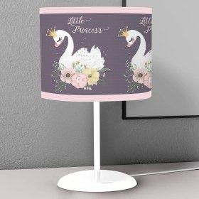 Resim instababyrooms Küçük Prenses ve Kuğu Desenli Çocuk Odası Dijital Baskılı Çocuk Odası Masaüstü Abajur Avize 