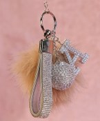 Resim TASARIM ARABAM ATİKE ELİF AKIN Gümüş Taşlı & Logosuz Anahtarlık & Tilki Tüyü Ponpon Camel & Gümüş Harf & Gümüş Disko Topu 