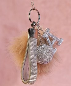 Resim TASARIM ARABAM ATİKE ELİF AKIN Gümüş Taşlı & Logosuz Anahtarlık & Tilki Tüyü Ponpon Camel & Gümüş Harf & Gümüş Disko Topu 
