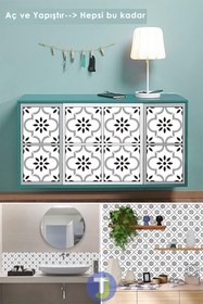 Resim Technojet Kendinden Yapışkanlı Karo PVC Mutfak Banyo Tezgah Kaplama Sticker 6Adet 20cm×20cm 