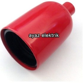 Resim Dekoratif Metal Kırmızı Lale E27 Duy ve Demir Kablo Kilitli 