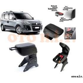 Resim OTO H.İ.T. Fiat Doblo D3 Uyumlu Kol Dayama Ve Kolçak Sürgülü Bardaklıklı Ayarlanabilir Siyah Deri 