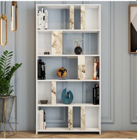 Resim Variant Variant Lima Kitaplık - Beyaz / Beyaz Mermer 