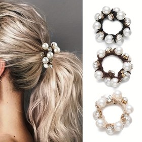 Resim Kadınlar için 3 Adet Siyah Elastik Saç Lastiği Scrunchie Saç Bantları (Paket, 3'lü) 