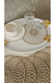 Resim ZESA HOME 6 lı Kahve Yanı Şık Sunum Pçetesi Güpür Tül Peçeteler 