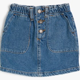Resim Kız Bebek Cep Detaylı Jean Etek 