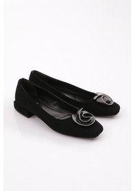 Resim Dgn 3833 Kadin Gül Tokali Topuklu Ayakkabi 3833-1423-R1700 Siyah Velvet 