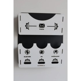 Resim Ahwall Apartman Ortak Fatura & Posta Kutusu Ahşap Mdf Siyah - Beyaz 