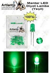 Resim Yeşil Mantar Led Diyot Lamba 100 Lü 1 Paket Yeşil 4.8 Mm Mini Mantar Led Lamba Deney Bilim Proje Arduino Işığı 