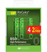 Resim Gp AAA 850 mAh Şarjlı İnce Kalem Pil 4+2'li Paket Recyko GPHCH83BOK 