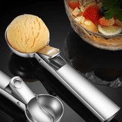 Resim 1 Adet Premium Paslanmaz Çelik Dondurma Kaşığı - Kolay Tetikli Kollu, Ergonomik Tutuşlu, Düzgün Dolgu ve Balya Topu Yapımı için Melon Ballerina, Dayanıklı Mutfak & Restoran Aleti, Kaliteli Tasarım 