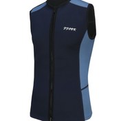 Resim Erkekler İçin Kolsuz Neopren Dalış Yeleği - 3 mm Kalınlıkta, Lacivert ve Açık Mavi İki Tonlu Tasarım, Fermuarlı, Ayakta Durma Yakası, Şnorkel, Su Sporları ve Plaj Aktiviteleri için İdeal, Su Sporları Giysisi | Sağlam Uyumlu Tasarım 