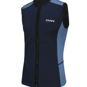 Resim Erkekler İçin Kolsuz Neopren Dalış Yeleği - 3 mm Kalınlıkta, Lacivert ve Açık Mavi İki Tonlu Tasarım, Fermuarlı, Ayakta Durma Yakası, Şnorkel, Su Sporları ve Plaj Aktiviteleri için İdeal, Su Sporları Giysisi | Sağlam Uyumlu Tasarım 