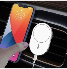 Resim Sones X19 Magsafe Araba Hava Çıkışı Havalandırma Dağı Kelepçe Tutucu 15 W Hızlı Şarj Qi Manyetik Kablosuz Şarj Cihazı Beyaz 