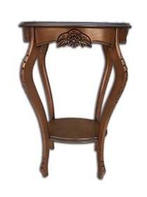 Resim Bengi Ticaret Fiskos Çiçeklik 12568 Oyma Oval Model Kayın Ayak Parlak Ceviz Mdf Tabla El Yapım 