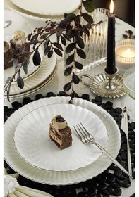 Resim Kütahya Porselen Bone Luz Form 27 Parça 6 Kişilik Yemek Takımı 