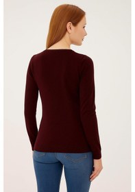 Resim Fashion Friends Kadın U Yaka Kazak 25k0779k1 Bordo 