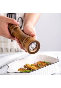 Resim İki Adet Premium Ahşap Tuz Ve Karabiber Öğütücü Seti - Ayarlanabi 