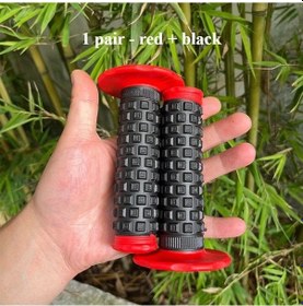 Resim Dashanshop Siyah + Kırmızı Off-road Motosiklet Kaymaz Tutma Sapı Kılıfı Çifti 