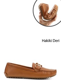 Resim Gönderi(r) Kadın Taba Antik Tokalı Rok Hakiki Deri Comfort Loafer 